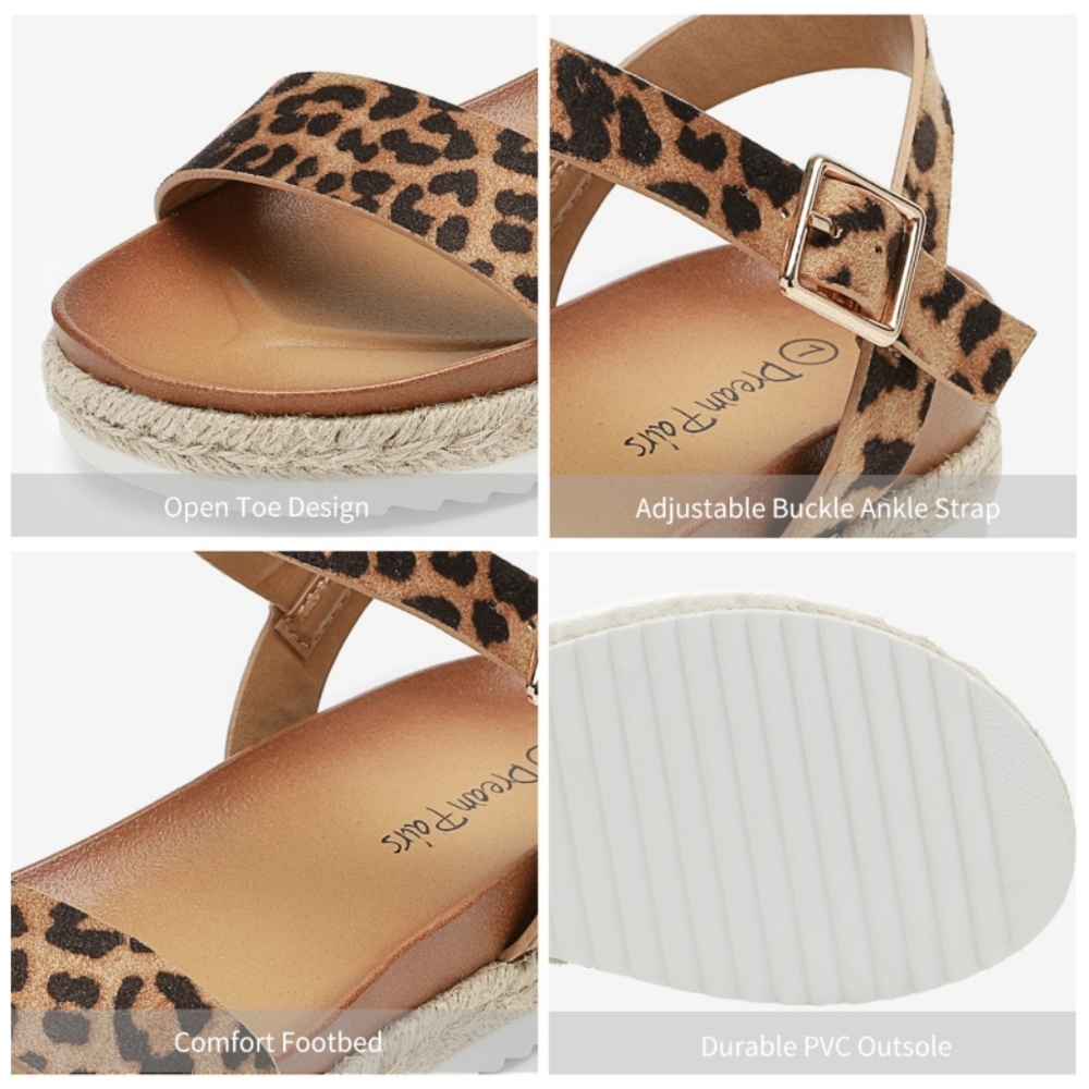 Dream Pairs NWOT Leopard Suede Print Espadrille Platform Sandals Size 7 - Picture 8 of 10